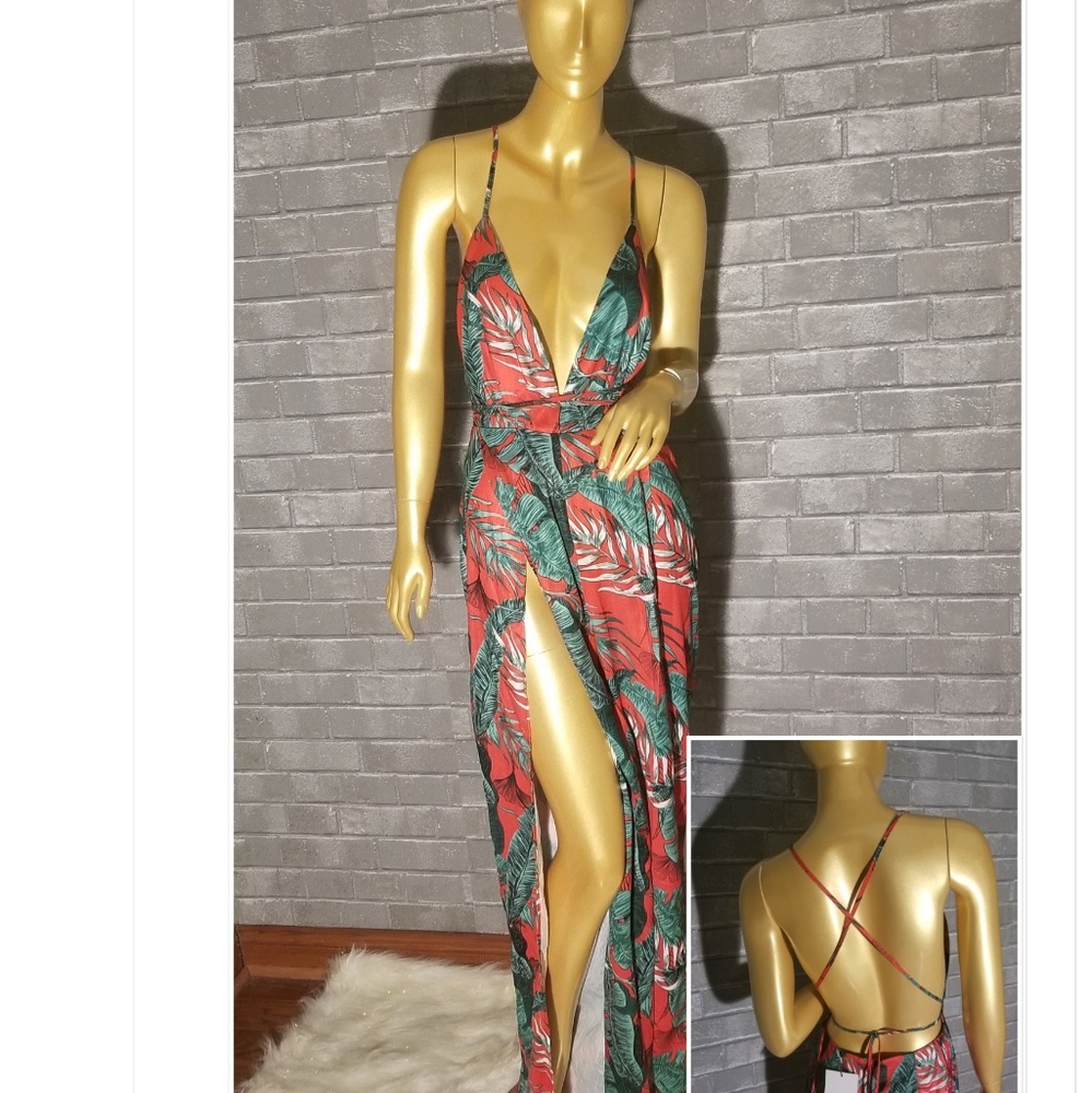 Red and green jumpsuit